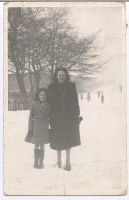 Mum & my sister in the snow 1953/4