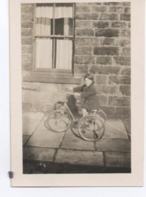 My sister outside our Lancashire home c.1948/9